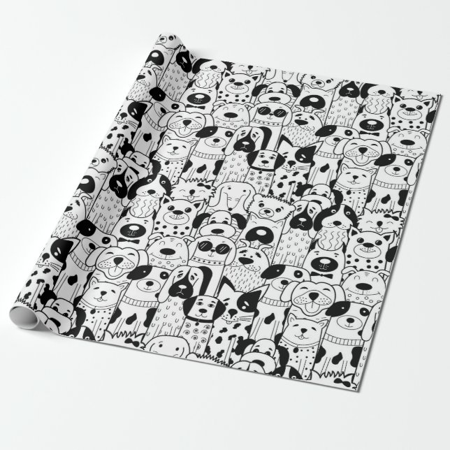 Puppy Pattern Wrapping Paper Geschenkpapier (Ungerollt)