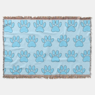 Puppy Paw druckt in Baby Blue Decke