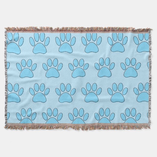 Puppy Paw druckt in Baby Blue Decke (Vorderseite)