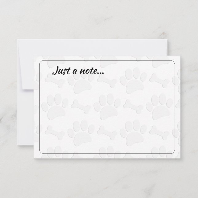Puppy Paw Prints and Bones Custom Just a Note Mitteilungskarte (Vorderseite)