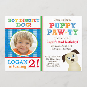 Puppy Paw-ty Anniversaire Invitation de fête (prim