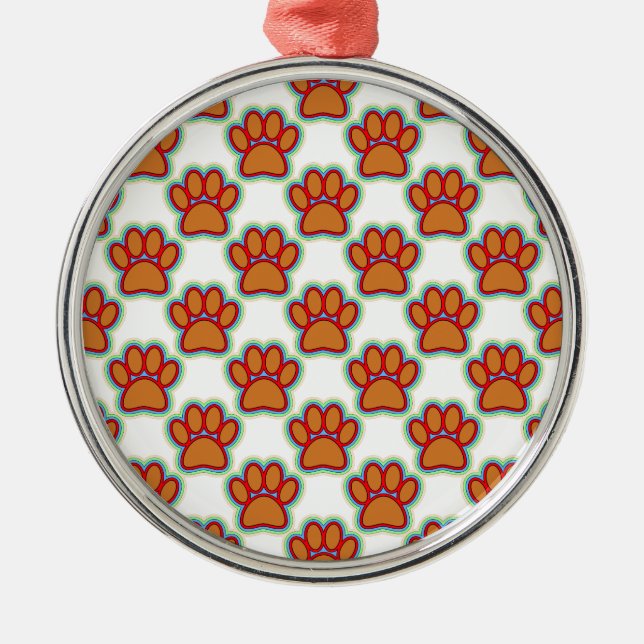 Puppy Paws Silbernes Ornament (Vorne)