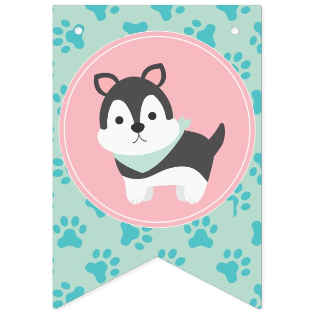 Puppy Pawty Anniversaire bannière de la fête de l' (Seizième drapeau)