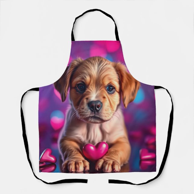 Puppy Pink Hearts Schürze (Vorderseite)