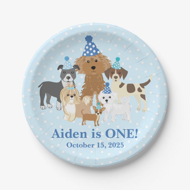 Puppy Plate Personalized for your Birthday Pappteller (Vorderseite)