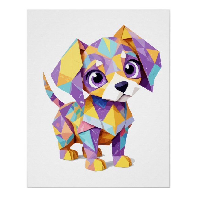 Puppy Playful Adorable Fun farbenfrohe glückliche  Poster (Vorderseite)