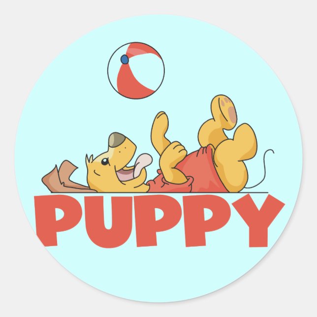 Puppy Plays TShirts und Geschenke Runder Aufkleber (Vorderseite)