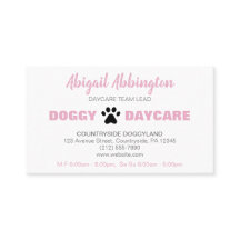 Puppy Run Pink Doggy Garderie Carte de visite