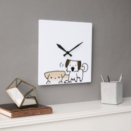 Puppy’s klok quadratische wanduhr