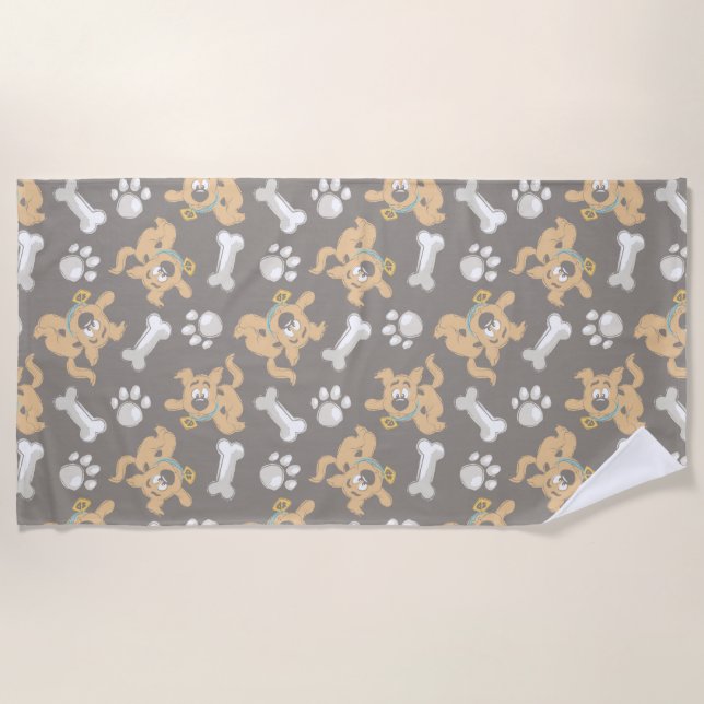 Puppy Scooby Doo Bone & Paw Print Pattern Strandtuch (Vorderseite)