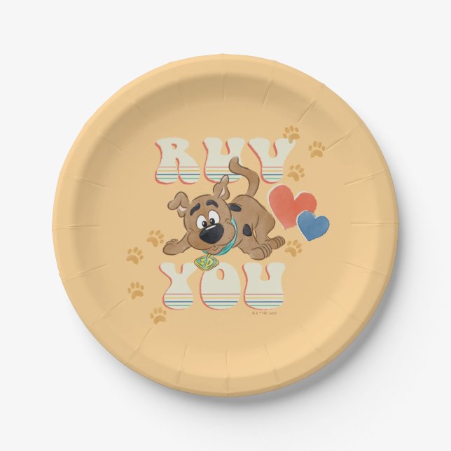Puppy Scooby-Doo "Ruv You" Pappteller (Vorderseite)