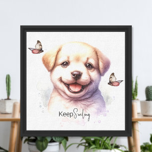 Puppy Smile Butterfly Stretched Canvas Print Leinwanddruck