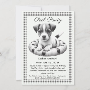 Puppy Splash Anniversaire Pool Party Invitation