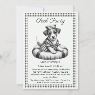 Puppy Splash Anniversaire Pool Party Invitation