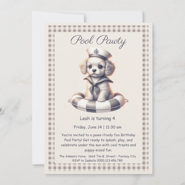 Puppy Splash Anniversaire Pool Party Invitation (Devant)