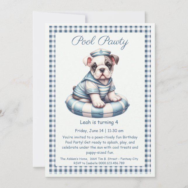 Puppy Splash Anniversaire Pool Party Invitation (Devant)