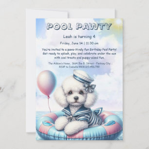 Puppy Splash Anniversaire Pool Party Invitation