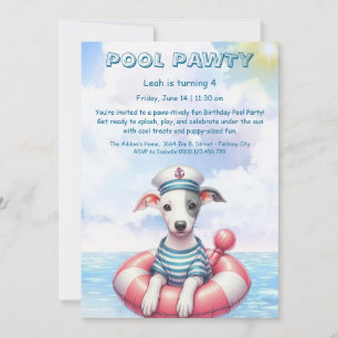 Puppy Splash Anniversaire Pool Party Invitation
