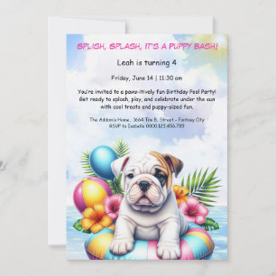 Puppy Splash Anniversaire Pool Party Invitation