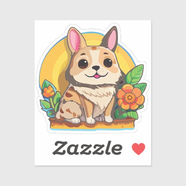 Puppy Sticker with Flower (Blatt)