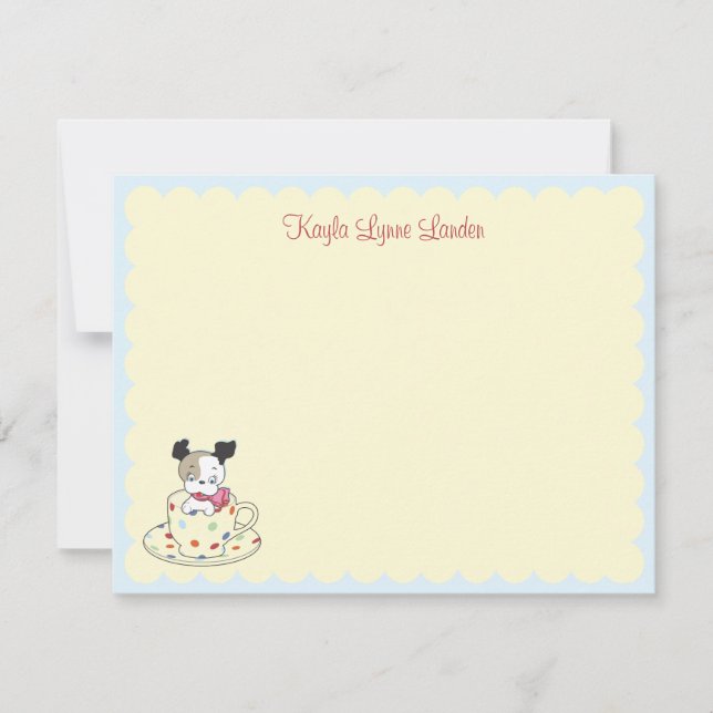 Puppy Teacup | Personalisierte Kinderarbeit Mitteilungskarte (Vorderseite)