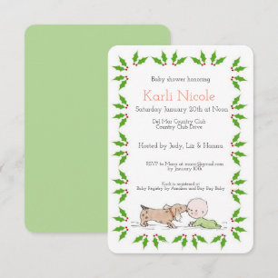 Puppy Theme Holiday Baby shower Invitation