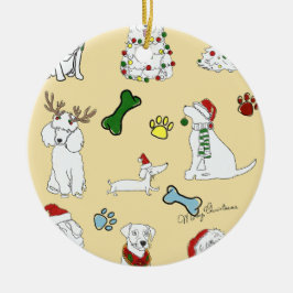 PUPPY XMAS ORNAMNET KERAMIK ORNAMENT
