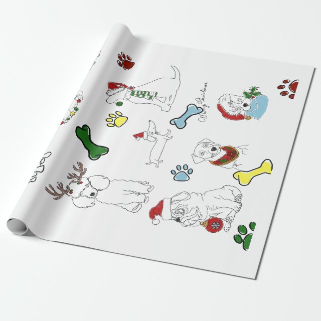 PUPPY XMAS WRAPPING PAPER GESCHENKPAPIER (Ungerollt)