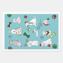 PUPPY XMAS WRAPPING PAPER SET  GESCHENKPAPIER SET