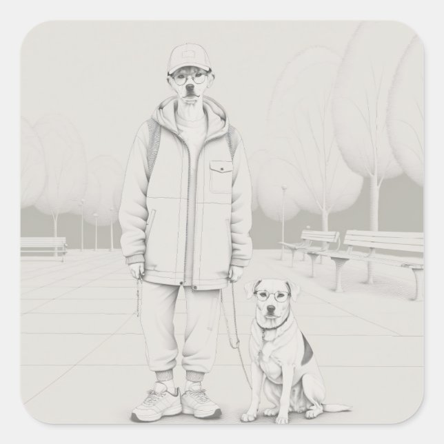 PuppyMan Quadratischer Aufkleber (Vorderseite)