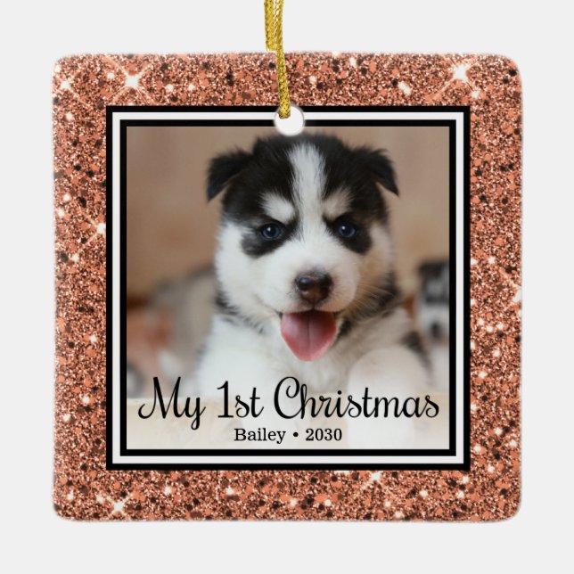 Puppy's 1st Christmas Keramikornament (Vorderseite)