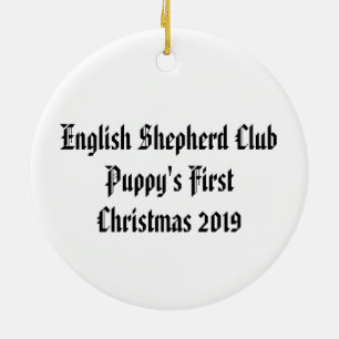 Puppy's First Christmas 2019 English Shepherd Keramik Ornament
