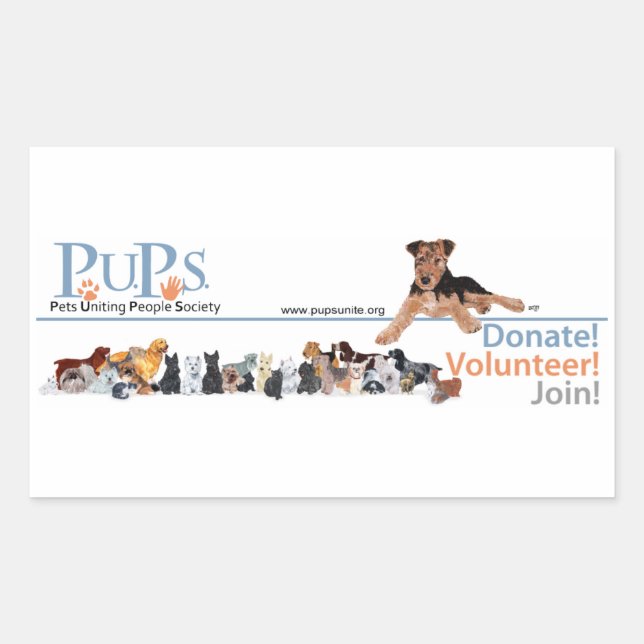 PUPs Logo Aufkleber Airedale (Vorderseite)