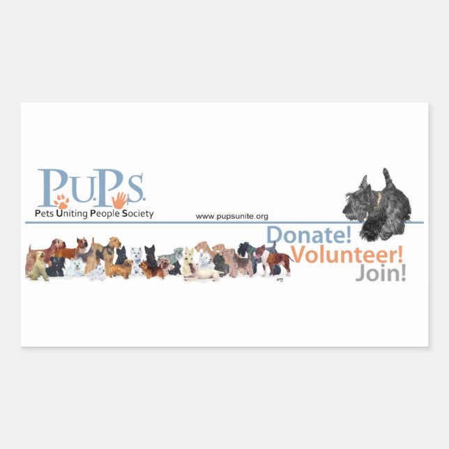 PUPs Logo-Aufkleber mit Scottie Rechteckiger Aufkleber (Vorderseite)