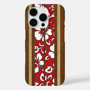Pupukea Hibiskus Hawaiianische Imitate Holzsurfboa iPhone 16 Pro Hülle