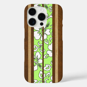 Pupukea Hibiskus-hawaiisches Imitat-Holz-Surfbrett iPhone 16 Pro Hülle