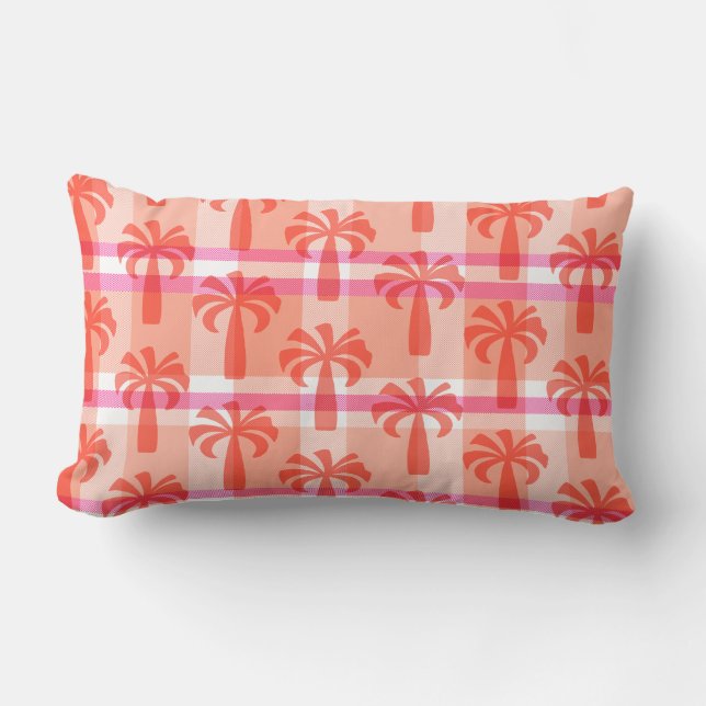 Pupule Hawaiian Vintag Palm Tree Kariert Lendenkissen (Vorderseite)