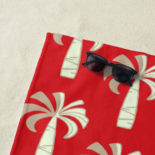 Pupule Vintag Palm Tree Hawaiian Red Strandtuch