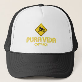 Pura Vida Affe, der Costa Rica-Hut kreuzt Truckerkappe