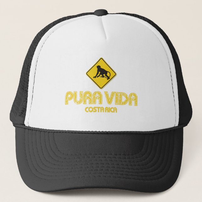 Pura Vida Affe, der Costa Rica-Hut kreuzt Truckerkappe (Vorderseite)