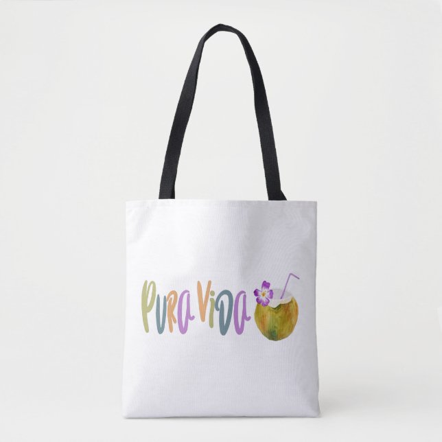 Pura Vida Coconut Costa Rica Strand Tasche (Vorderseite)