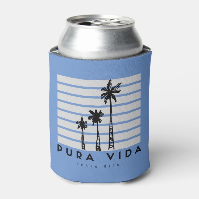 Pura Vida Costa Rica Palm Tree Blue Beer Dosenkühler (Kanne Vorderseite)