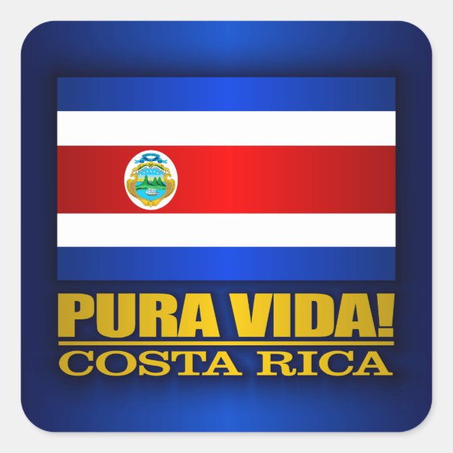 Pura Vida! Costa Rica Quadratischer Aufkleber (Vorderseite)