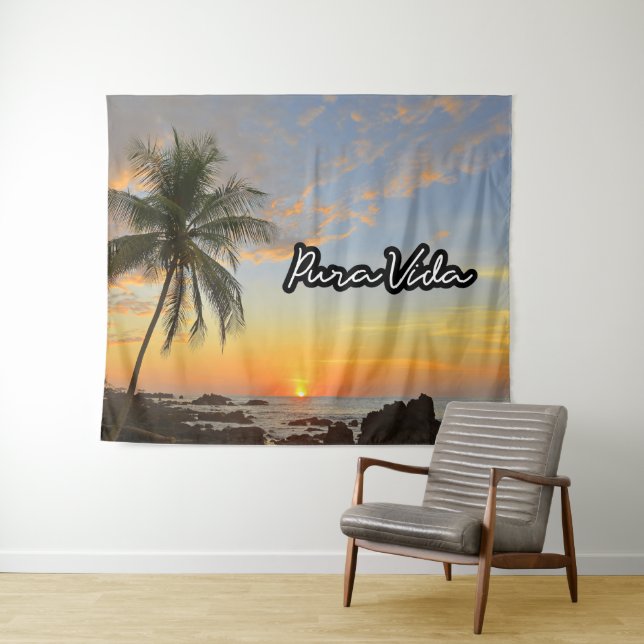 Pura Vida Costa Rica Sunset Beach Tapesta Wandteppich (Beispiel (Horizontal))