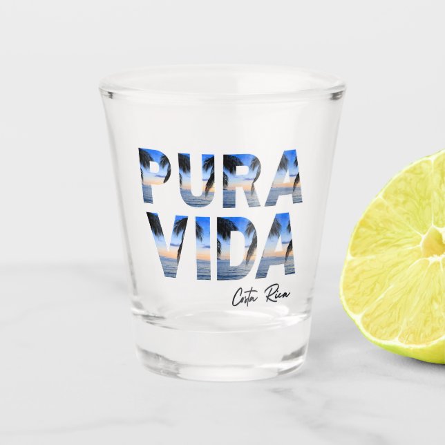 Pura Vida Costa Rica Tropical Beach Schnapsglas (Vorderseite)