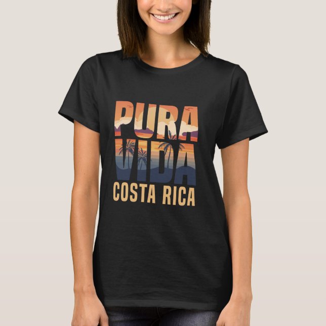 Pura Vida Costa Rica Tropical Beach Vibes Geschenk T-Shirt (Vorderseite)