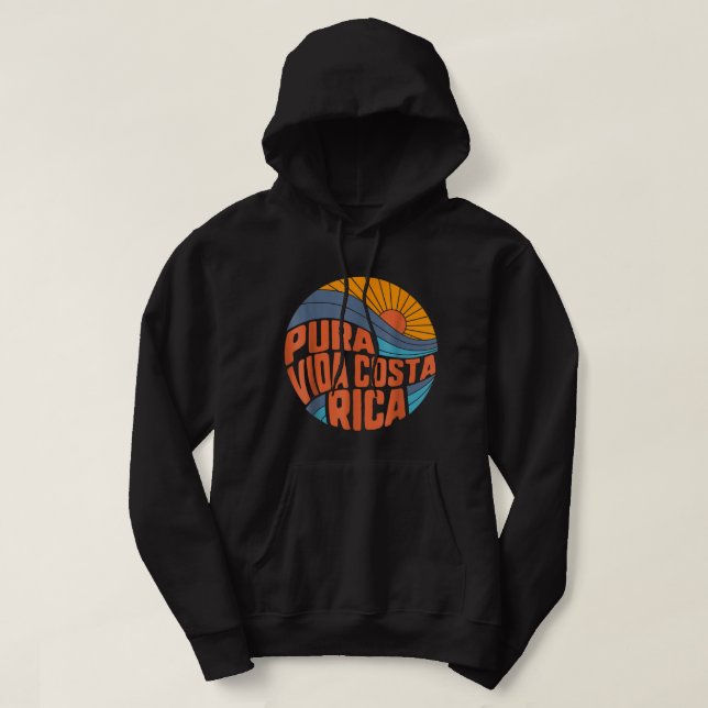 Pura Vida Costa Rica Vintag Sunset SurfSummer Hoodie (Design vorne)