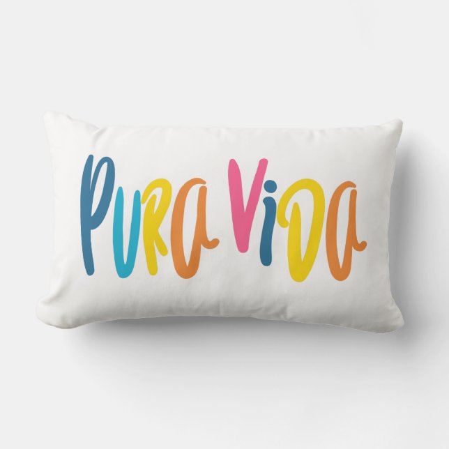 Pura Vida farbige Buchstaben Costa Rica Lendenkissen (Vorderseite)