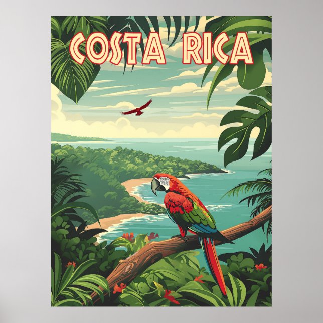 Pura Vida Grüße: Costa Rica Vintag Poster (Vorne)