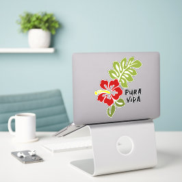 Pura Vida Hibiskus kundenspezifisch geschnitten Vi Aufkleber